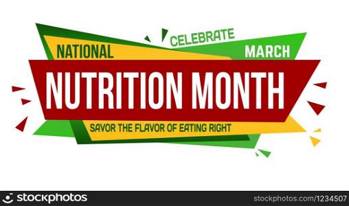 National nutrition month banner design on white background, vector illustration