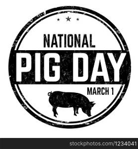 National pig day sign or stamp on white background, vector illustration