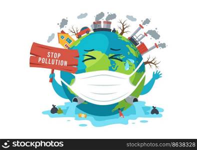 National Pollution Prevention Day for Awareness Campaign About Factory, Forest or Vehicle Problems in Template Hand Drawn Cartoon Flat Illustration
