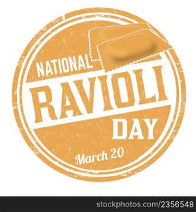 National ravioli day grunge rubber stamp on white background, vector illustration