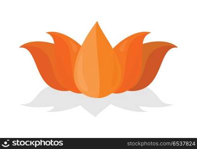 National Symbol of India. Lotus Flower Isolated. Lotus flower isolated on white background. National symbol of India. Sign of the yoga. Beautiful orange flower. Luxury plant. Part of series of travelling around the world. Vector illustration