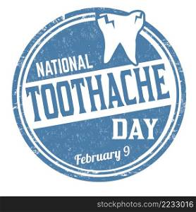 National toothache day grunge rubber stamp on white background, vector illustration