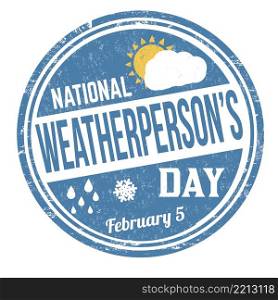 National weatherperson&rsquo;s day grunge rubber stamp on white background, vector illustration