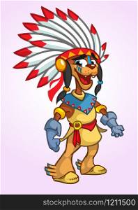 Native American Character cartoon. Vector illustration. Thanksgiving symbol