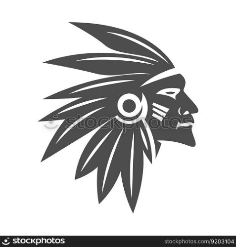 Native American icon logo design illustration