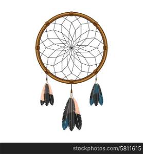 Native american indian magical dream catcher with sacred feathers to filter thoughts icon sketch abstract vector illustration. American indian dream catcher icon