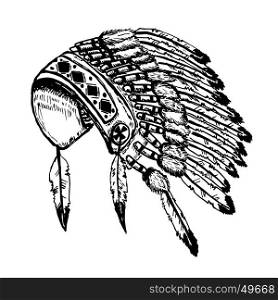 Native american indians chief headdress isolated on white background vector illustration