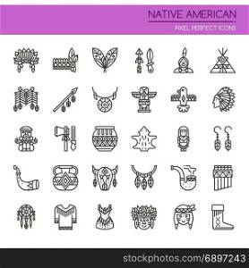Native American , Thin Line and Pixel Perfect Icons