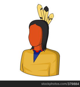 Native Indian man icon. Cartoon illustration of native indian man vector icon for web. Native Indian man icon, cartoon style