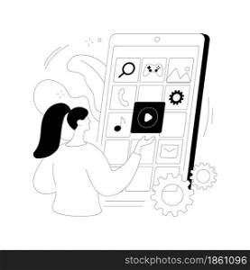 Native mobile app abstract concept vector illustration. Smartphone application, programming language, operating system, online store, marketplace, web browser, software abstract metaphor.. Native mobile app abstract concept vector illustration.