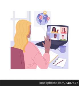 Native speaker isolated cartoon vector illustrations. Girl having video conference with native speaker, foreign language learning, multicultural online meeting, virtual education vector cartoon.. Native speaker isolated cartoon vector illustrations.