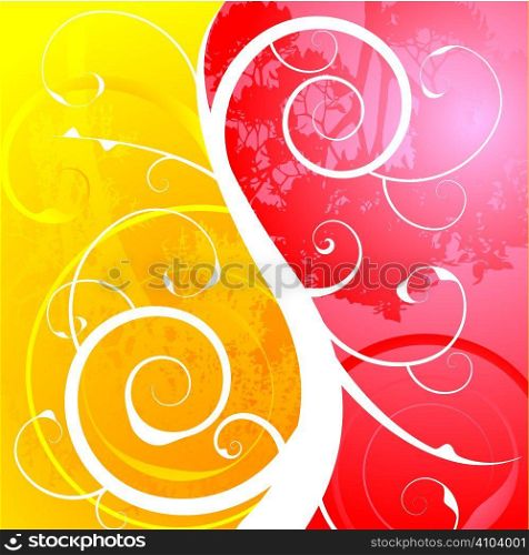Natural abstract background with tree foliage and a floral design