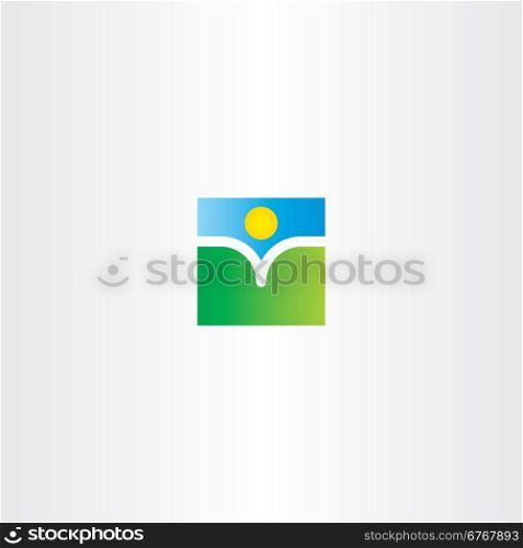 natural book and sun landscape logo school design