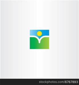 natural book and sun landscape logo school design
