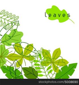 Natural card with stylized green leaves. Spring or summer foliage. Natural card with stylized green leaves. Spring or summer foliage.