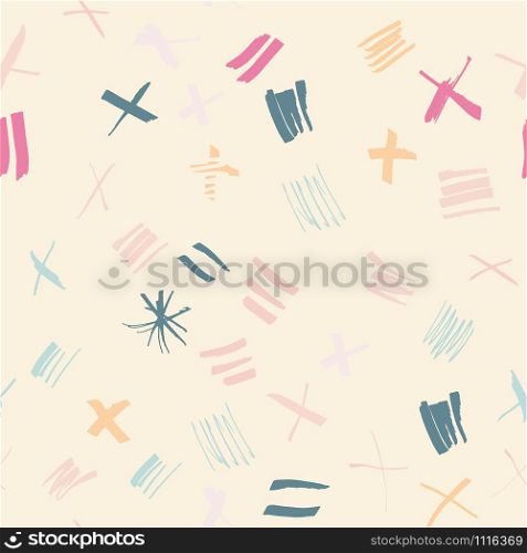 Natural color abstract geometric shapes seamless pattern with hand drawn texture background. Design for wrapping paper, wallpaper, fabric print, backdrop. Vector illustration.. Natural color abstract geometric shapes seamless pattern with hand drawn texture background.