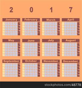 Natural color demo 2017 calendar template, stock vector