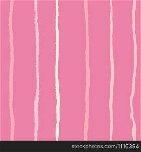 Natural color vertical textured lines on pink trendy seamless pattern background. Design for wrapping paper, wallpaper, fabric print, backdrop. Vector illustration.. Natural color vertical textured lines on pink trendy seamless pattern background.