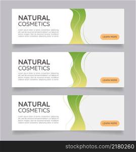 Natural cosmetics promotional web banner design template. Vector flyer with text space. Advertising placard with customized copyspace. Printable poster for advertising. Quicksand font used. Natural cosmetics promotional web banner design template