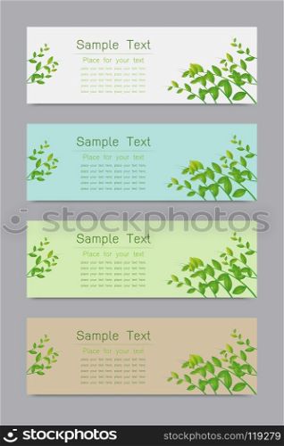 Natural design template. Branch with green leaves background vector illustration