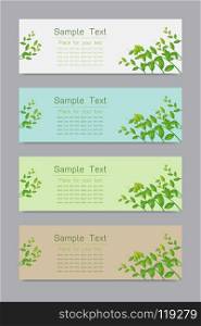 Natural design template. Branch with green leaves background vector illustration
