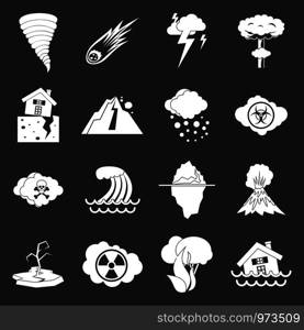 Natural disaster icons set vector white isolated on grey background . Natural disaster icons set grey vector