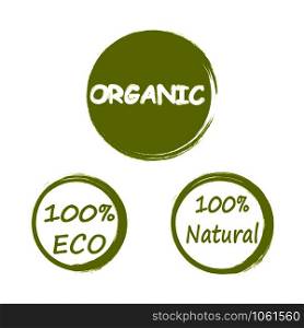 natural eco organic logo grunge style. Vector