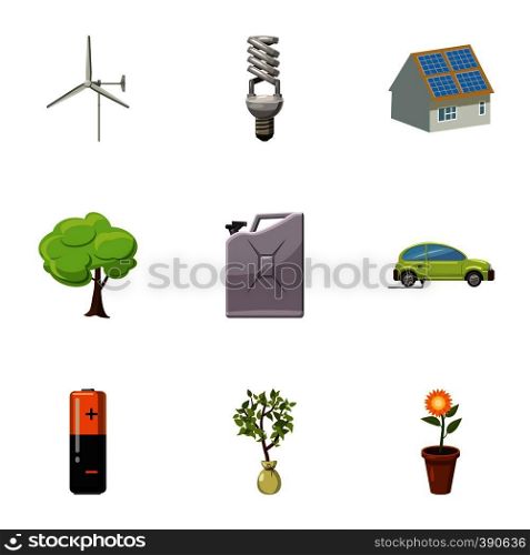 Natural environment icons set. Cartoon illustration of 9 natural environment vector icons for web. Natural environment icons set, cartoon style