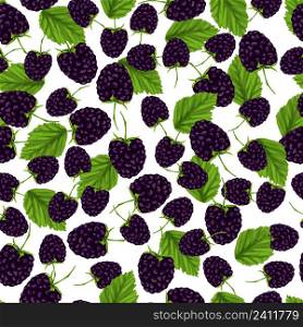 Natural fresh organic garden blackberry seamless pattern vector illustration