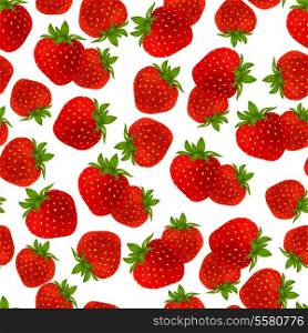 Natural fresh organic garden strawberries seamless pattern vector illustration