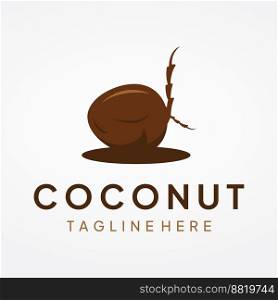 Natural fresh young coconut creative logo. Logo for coconut beverage products.Companies and Business.