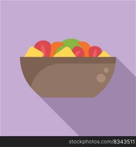 Natural fruit salad icon flat vector. Fresh food. Mix menu. Natural fruit salad icon flat vector. Fresh food