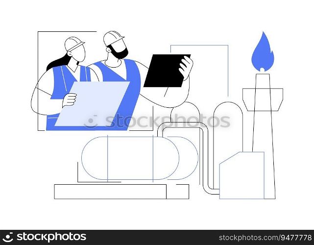 Natural gas plant abstract concept vector illustration. Gas power plant, raw materials sector, oil industry, fuel extraction, thermal power station, global greenhouse effect abstract metaphor.. Natural gas plant abstract concept vector illustration.