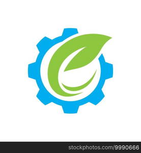 Natural gear logo design illustration
