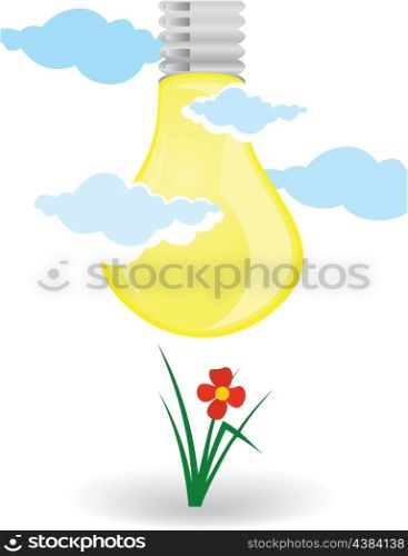 Natural lamp. The sun in the form of an electric bulb. A vector illustration