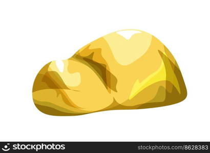 Natural mineral, gold mineral and precious metal with yellow color. Raw jewelry stones, currency values. Wealth and richness symbol, golden element unfinished and rough. Vector in flat style. Gold mineral rock, precious metal or stone vector