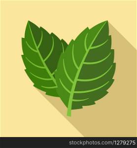 Natural mint leaf icon. Flat illustration of natural mint leaf vector icon for web design. Natural mint leaf icon, flat style
