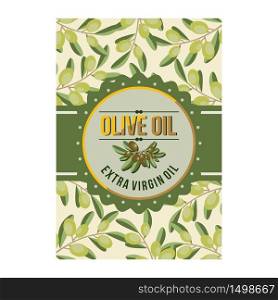 Natural Olive Oil Leaf Badge Label Illustration