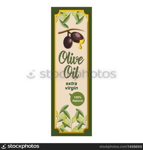Natural Olive Oil Leaf Badge Label Illustration