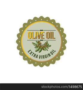 Natural Olive Oil Leaf Circle Badge Label Brand