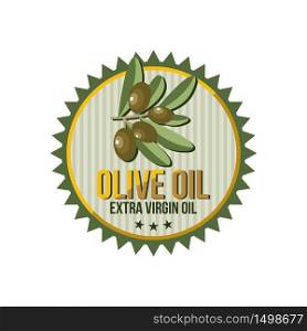 Natural Olive Oil Leaf Circle Badge Label Brand
