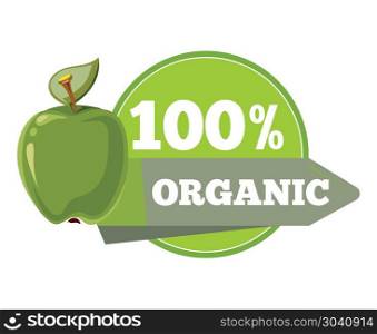 Natural organic fruits logo, label, badge template. Natural organic fruits logo, label, badge template. Green apple emblem, vector illustration