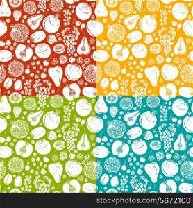 Natural organic organic fruits and berries seamless pattern with pear lime kiwi vector illustration