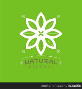 Natural product logo design template Vector illustration. Branch with green leaves