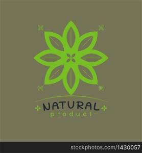 Natural product logo design template Vector illustration. Branch with green leaves