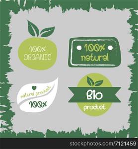 Natural product, organic, bio label tags, vector illustration