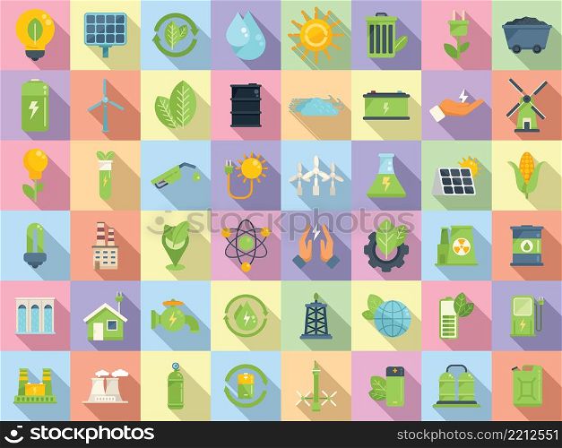 Natural resources icons set flat vector. Nature energy. Clean save. Natural resources icons set flat vector. Nature energy