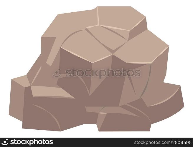 Natural rock. Cartoon stone. Ground mineral formation isolated on white background. Natural rock. Cartoon stone. Ground mineral formation