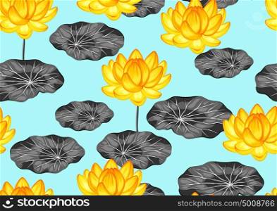 Natural seamless pattern with lotus flowers and leaves. Natural seamless pattern with lotus flowers and leaves.