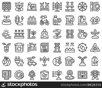 Natural technology icons set outline vector. Factory recycle. Innovation data. Natural technology icons set outline vector. Factory recycle